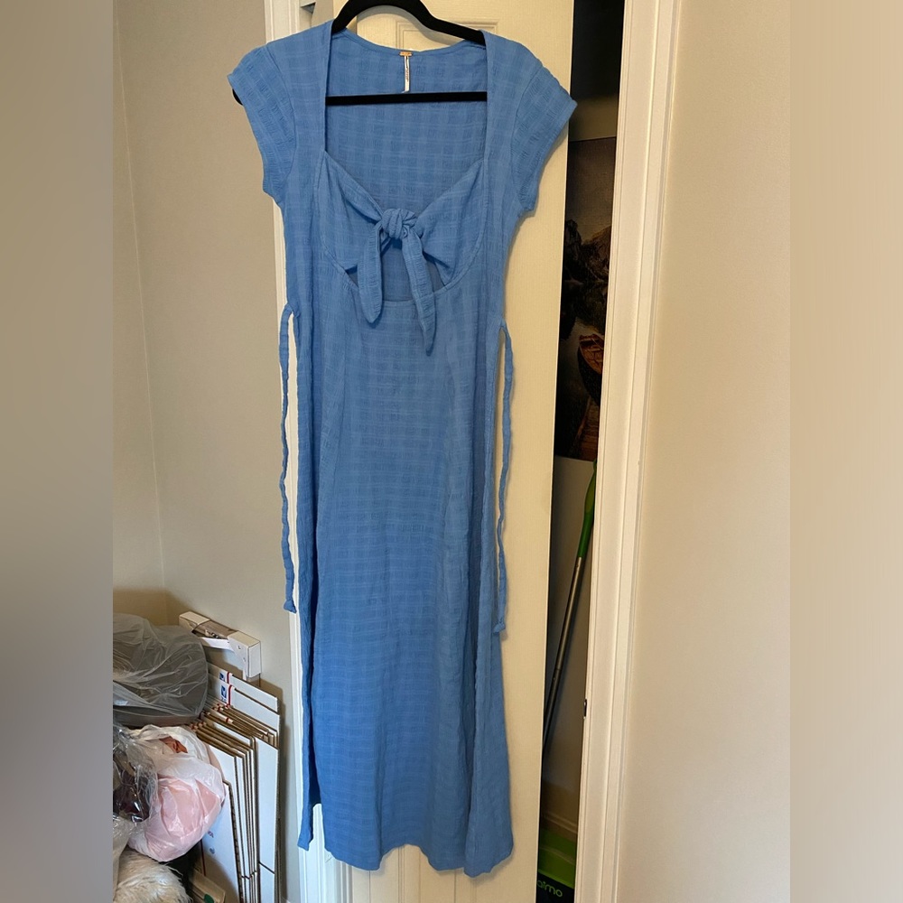 Free People Blue Ruched Dress